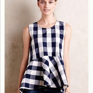 HD in Paris Navy Gingham Peplum Top